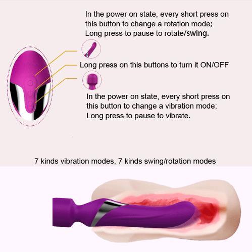 Elantra Dual Penetrations Luxury Magic Wand Rechargeable Silicone Waterproof Multi-Function Wand AV Vibrator for Women