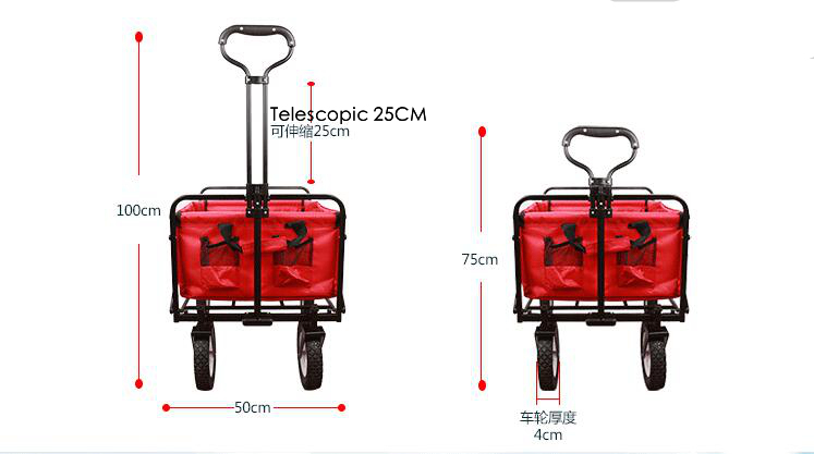 Four Wheel Proting Folding Garden Tool Cart