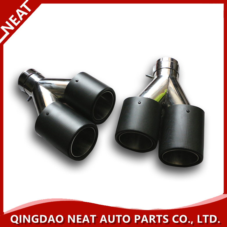 Stainless Steel Carbon Fiber Dual Outlets Tip Carbon Fiber Exhaust Muffler Tail Pipe