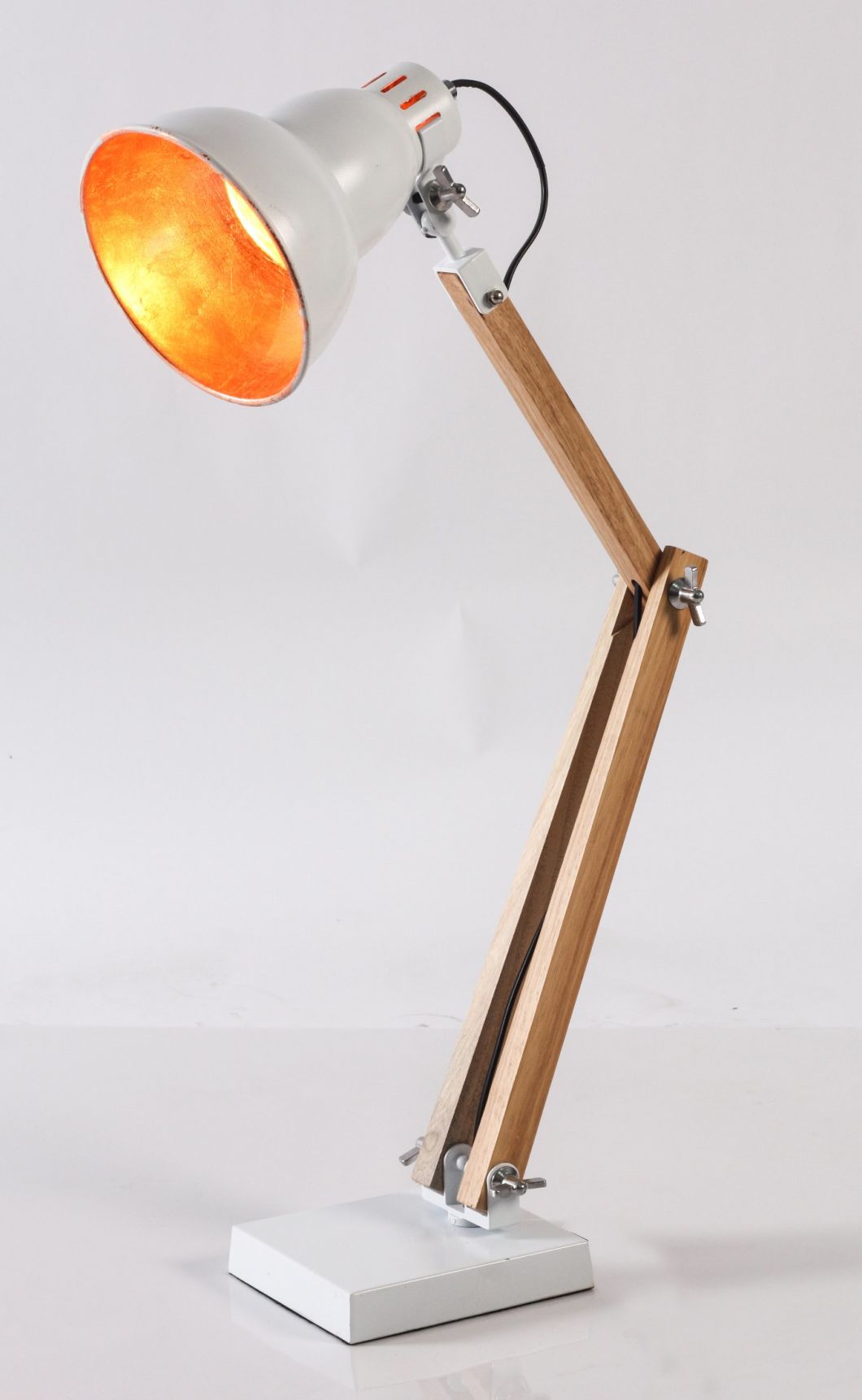 Bamboo Natural Color Folding Stand+White Metal Head (brass inside) &Base Medium-Sized Table Lamp, Furniture/Lighting/LED Lighting /Lamp/Decoration/ LED/Bulb