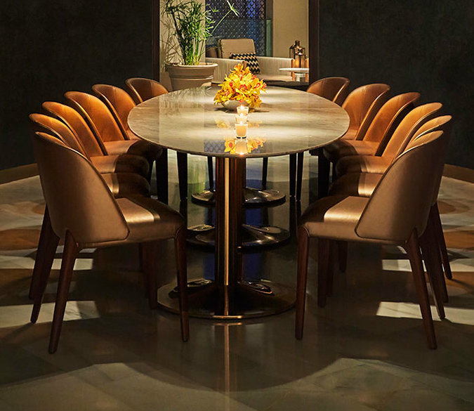 High End Furniture Marble Dining Table Sets and Banquet Chairs for Restaurant