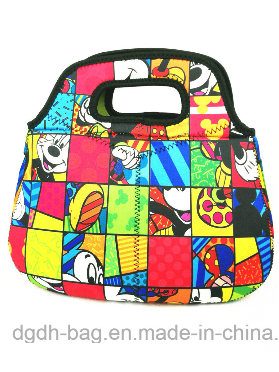 Beautiful Rainbow Neoprene Lunch Bag for Office Lady or Shool