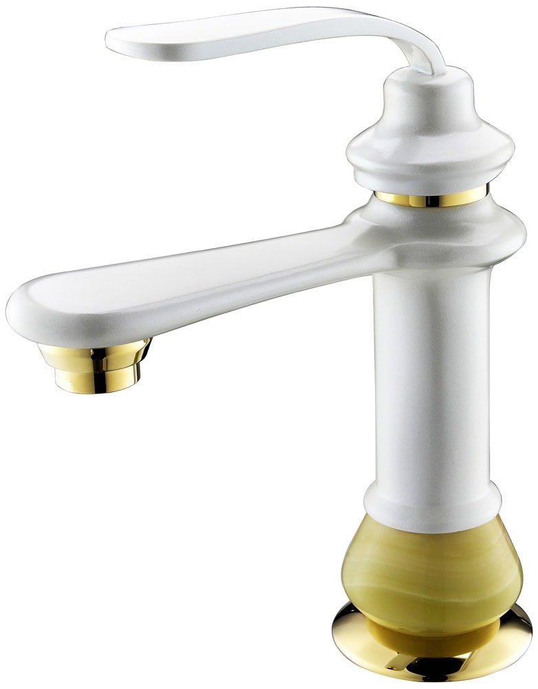 White Painted Single Handle Basin Mixer Brass Faucet