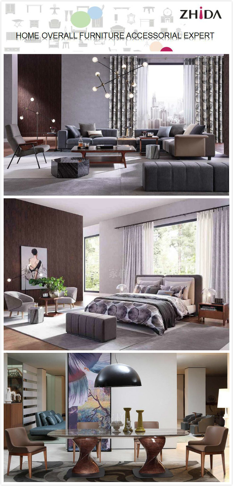Italian Modern Style Fabric Sectional Sofa Set (CX7001)