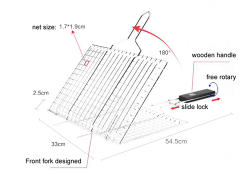 BBQ Grill Baskets with Slide Lock Designed