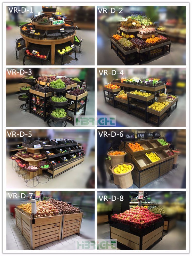 Hypermarket Wooden Display Stand for Fruits and Vegetables