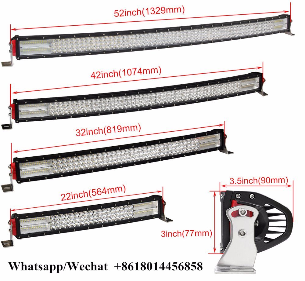 4X4 Car Accessories Truck 52 22 Inch Aurora CREE Single 4 Row 4X4 Offroad Curved Auto LED Driving Light Bar for Jeep