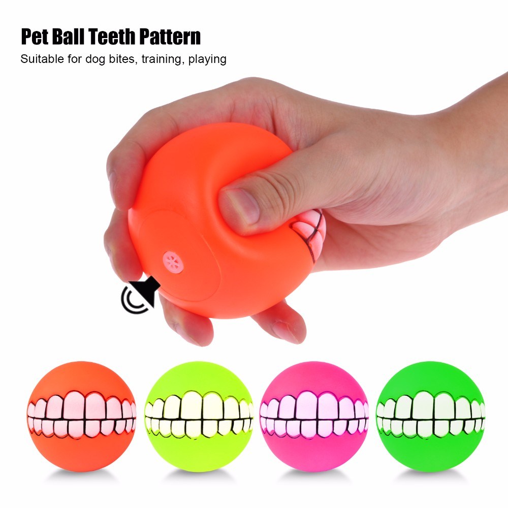 Cute Pet Product Pet Ball Toys Puppy Cat Dog Funny Ball Teeth Silicon Toy Chew Sound Dogs Play Toys Squeaker Squeaky Sound Ball