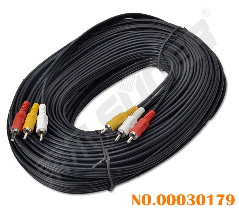 Audio Video Cable Male to Male 3RCA to 3RCA Cable 30m AV Cable (AV-36A-30M-white-transparent bag)