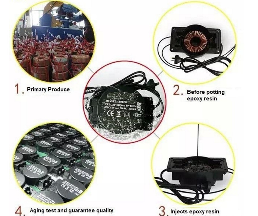 60W 80W 100W 12V Toroidal Waterproof Transformer with Ce UL Approval