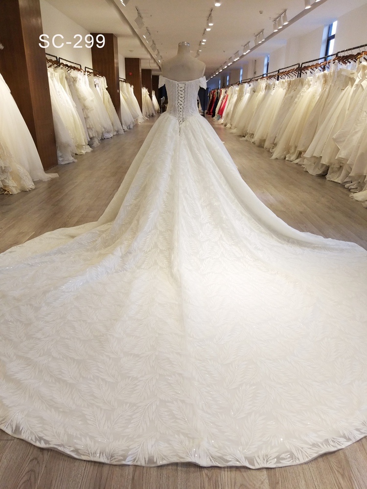 Luxury off Shoulder Heavy Beaded Wedding Dress