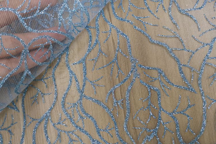 Полиэстер Коралловые деревья Блестящий Тюль Платье Одежда Ткань Polyester Coral Trees Glitter Tulle Dress Clothing Fabric