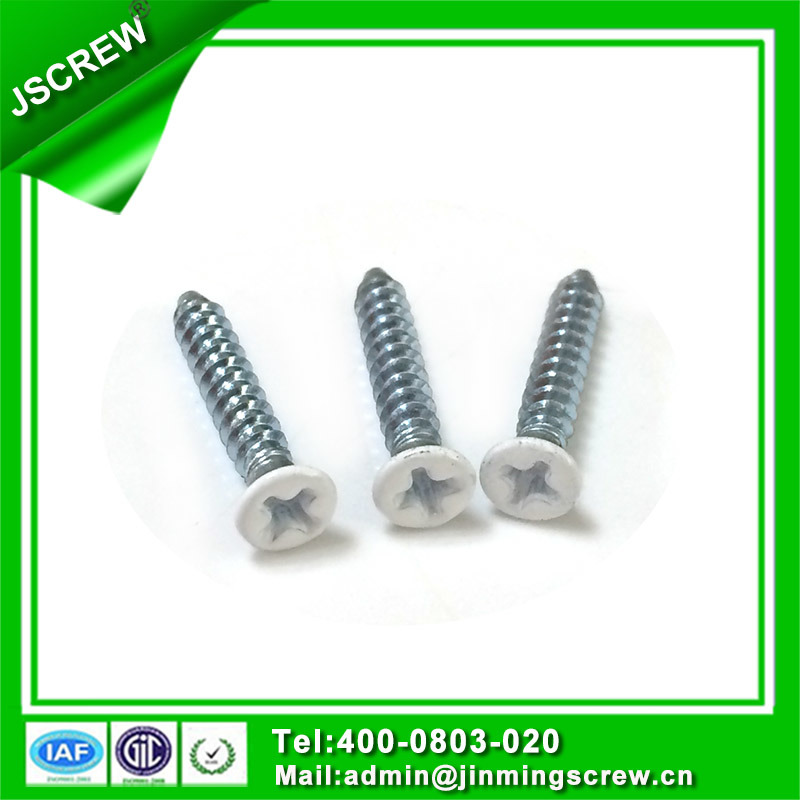 M3.5 White Painted Steel Screw Flat Head Self Tapping Wood Screw