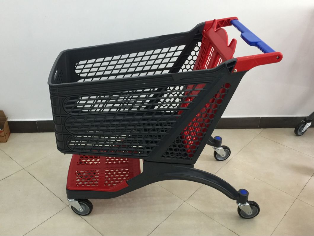 Store Supermarket Wheeled Basket Trolley Shopping Plastic Cart