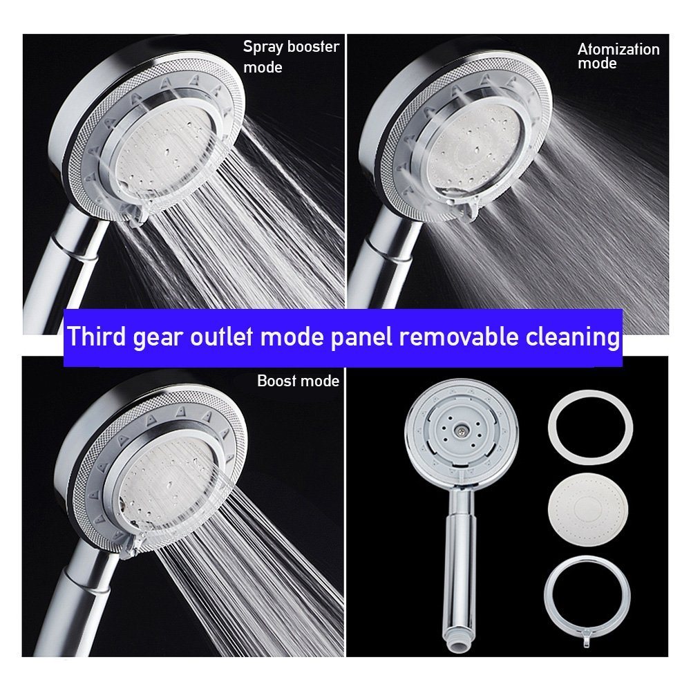 Multi-Function ABS Chrome Plated Shower Head Handheld High Pressure Handle Set Water Saving Showerhead Adjustable