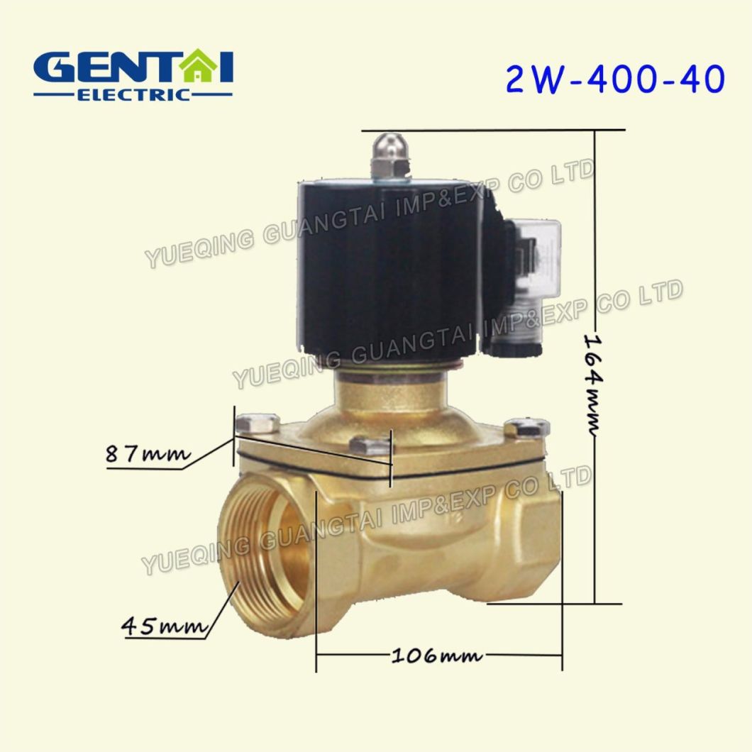 2W-400 Pneumatic Brass Ball Solenoid Air Valve