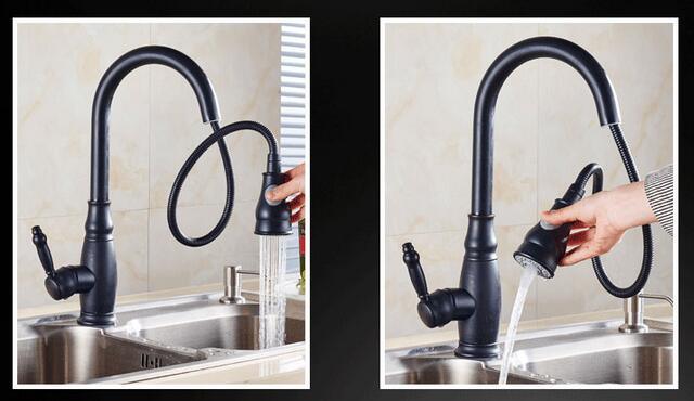 Modern Blackened Kitchen Pull out Spray Faucet