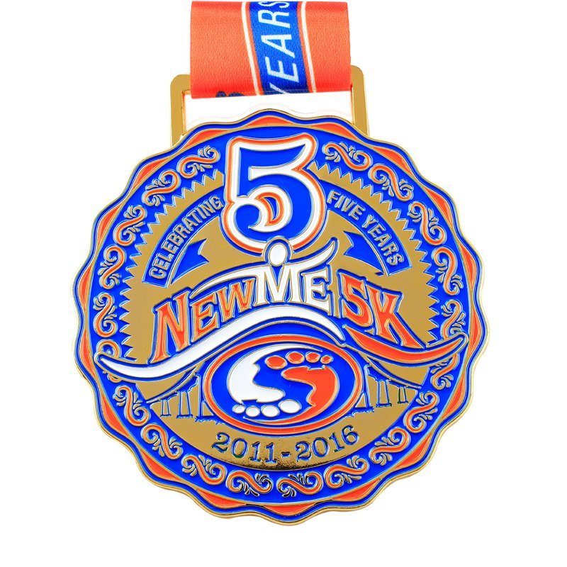 Cheap Custom Soft Enamel 5K Marathon Medal Wth Ribbon