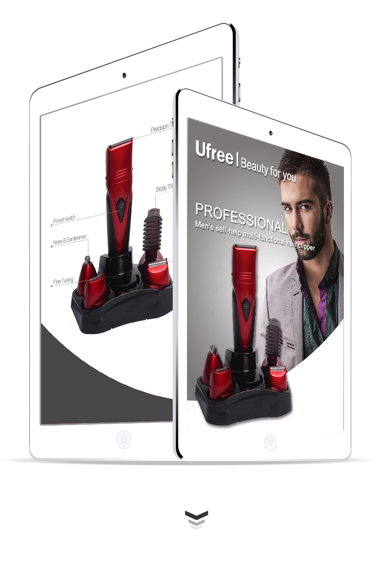 Ufree Rechargeable 7 in 1 Hair Clipper Trimmer Nose Ear Shaver Kit