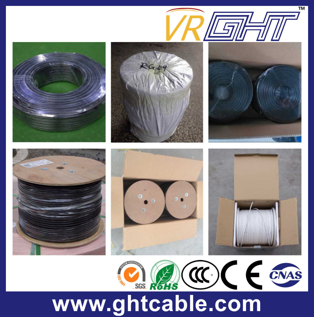 0.9mmccs Black PVC RG6 Coaxial Cable (CE RoHS CCC ISO9001)