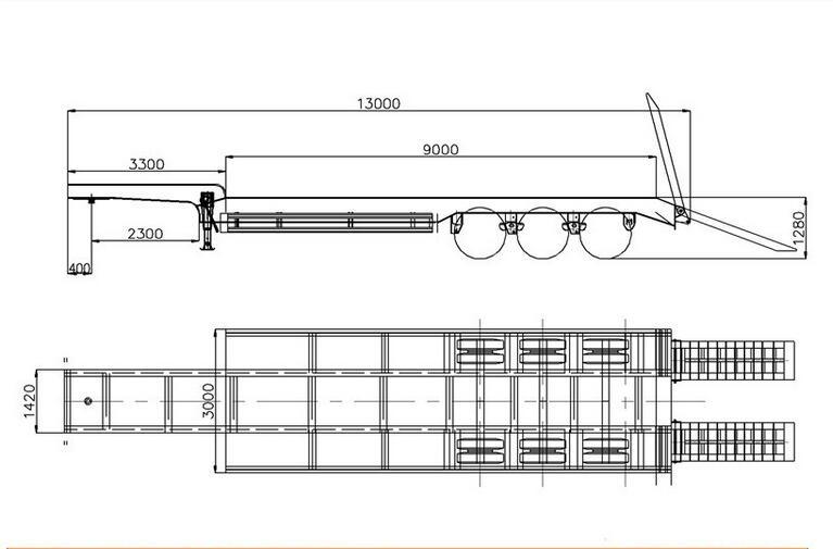 3-5 Axles 50-80tons Extendable Low Bed Semi Truck Trailer