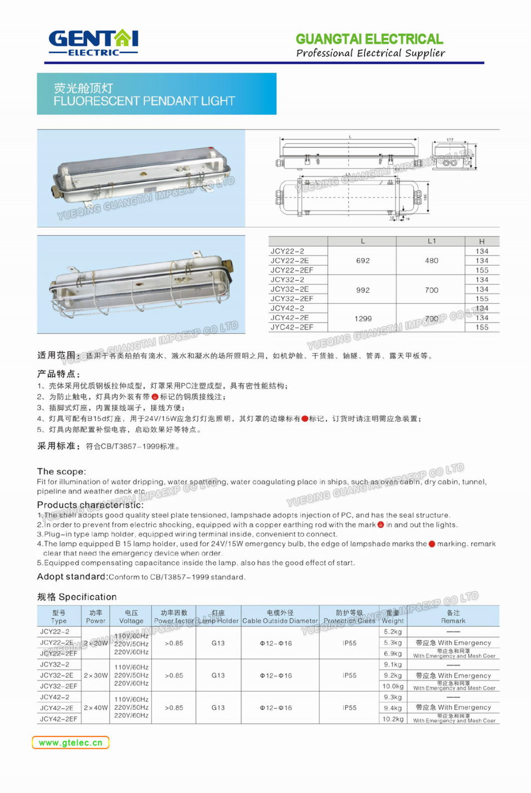 High Quality Marine Explosion-Proof Fluorescent Pendant Light