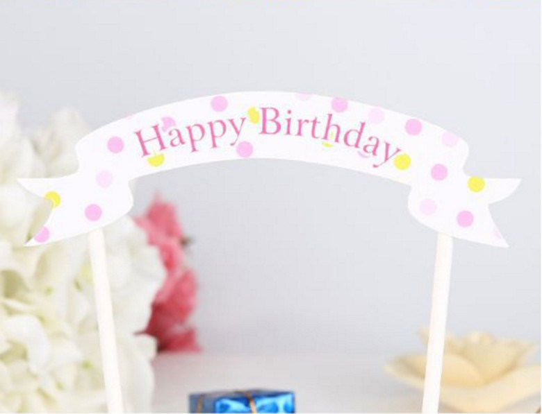 Factory Customized Happy Birthday Letter Banner Cake Decoration Paper Flag Cake Banner
