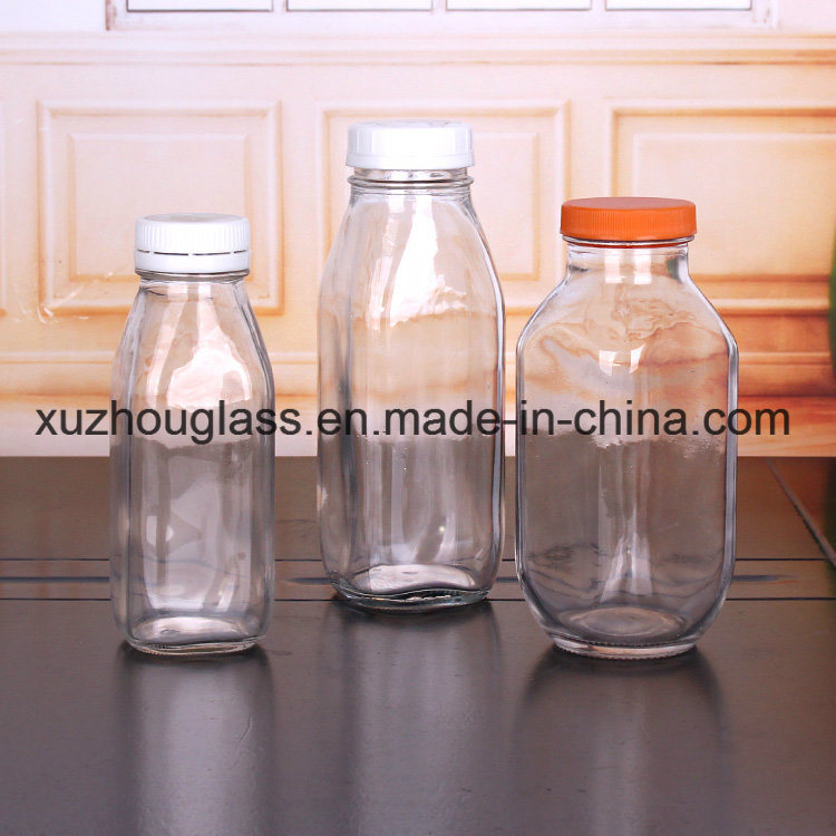 300ml High Quality Glass Milk Bottles with Engraved Cow