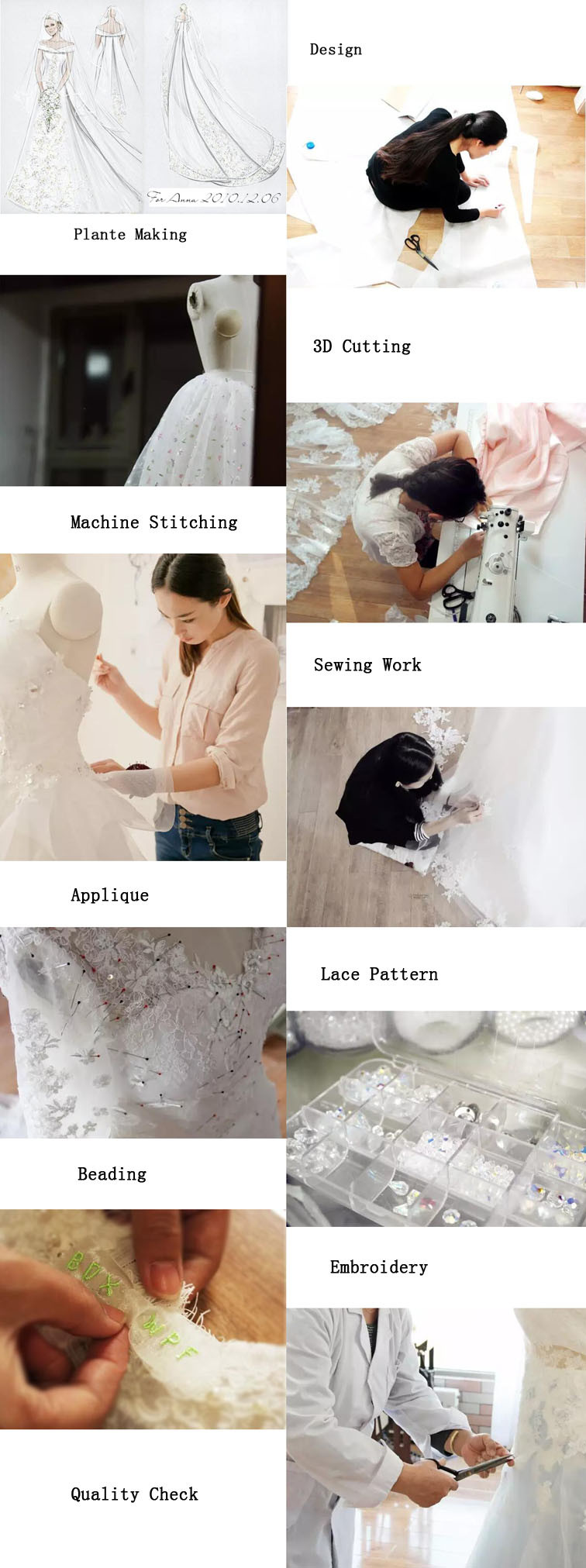 A-Line Strapless Lace Applique Corset Church Bridal Wedding Dress Custom Color