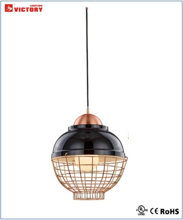 Comtenporary New Style Round Black Metal Pendant Hanging Light