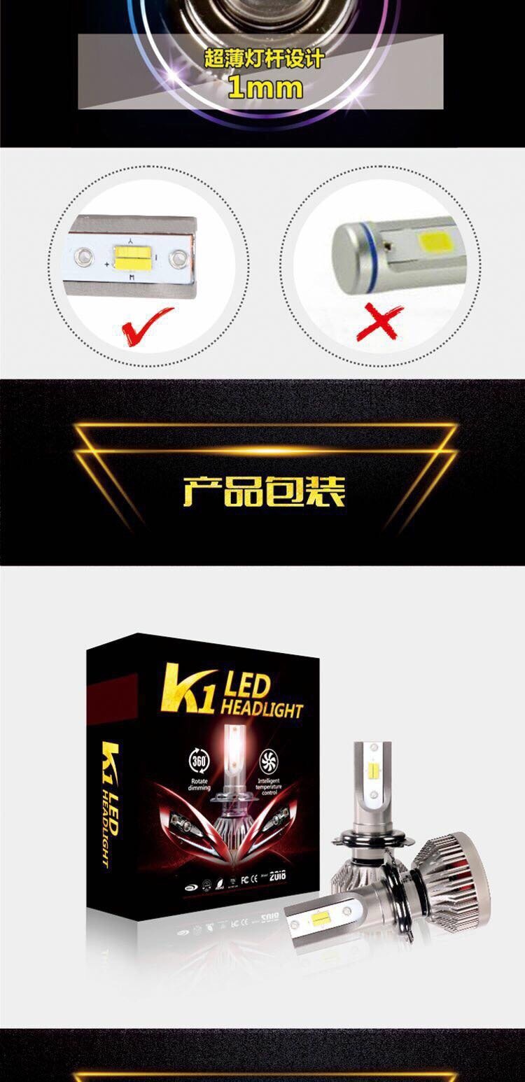 Mini Three Color 28W, IP68, Philip, COB, Zes Chips H1, H4, H7, H8, 9006, 9005, 9007 LED Headlight for Cars