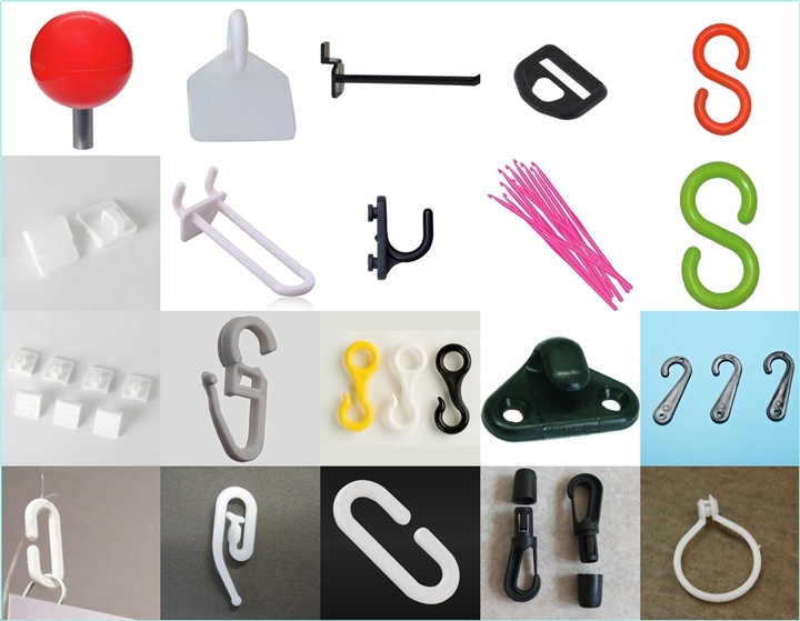 OEM Black ABS/PP/PE/POM/PA Various Hard Plastic Material Hanger Hook