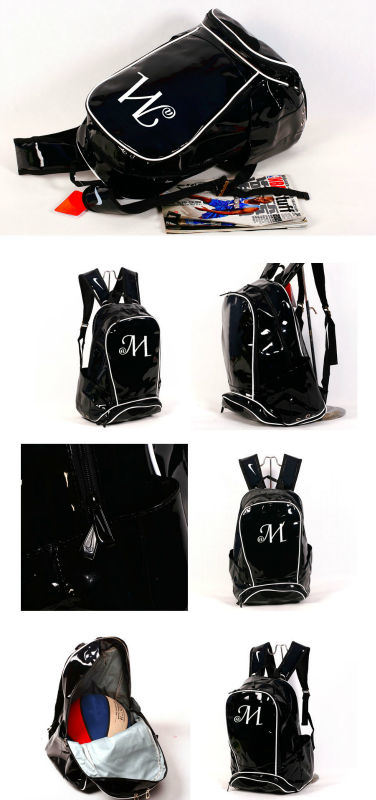 Shiny PU Leather School Bag for High School Students