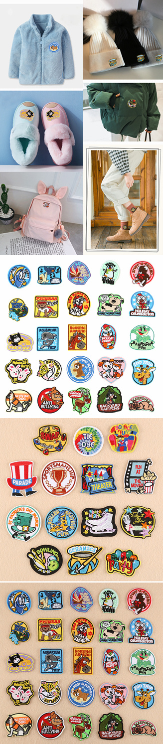 Round Shape Design Iron on Animals Embroidery Patch for Clothing