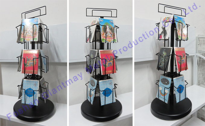 Promotion Rotating Counter Top Metal Wire Spinner Greeting Card Display Rack