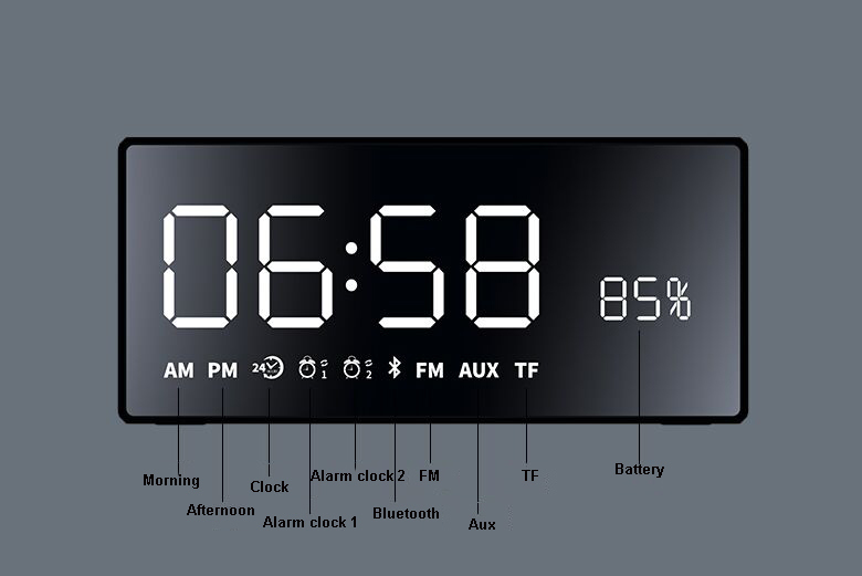 Mirror Alarm Clock Touch with Remote Control Creative Portable Bluetooth Speaker