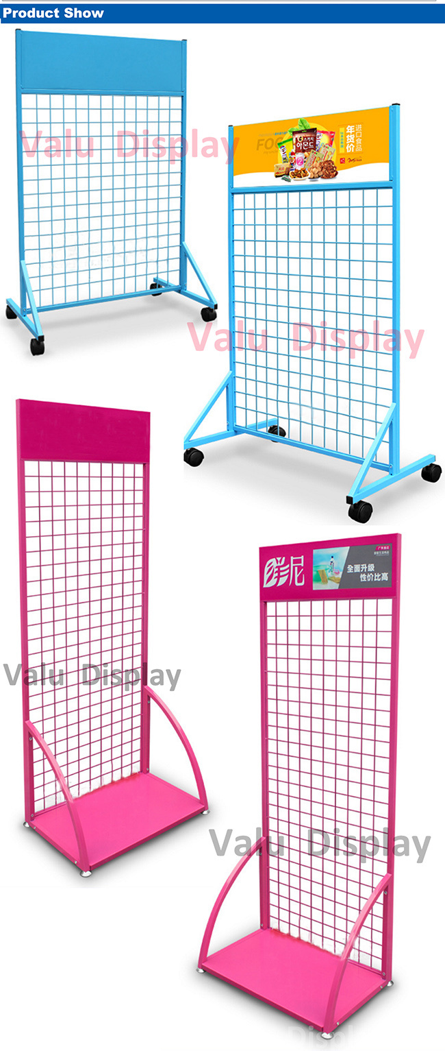 Floor Standing Metal Grid Mesh Hanging Wire Display Stand