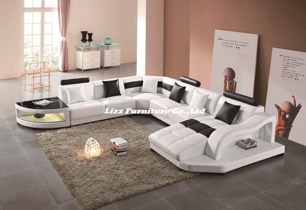 Affordable Modern Design Leather Corner Sofa for Living Room
