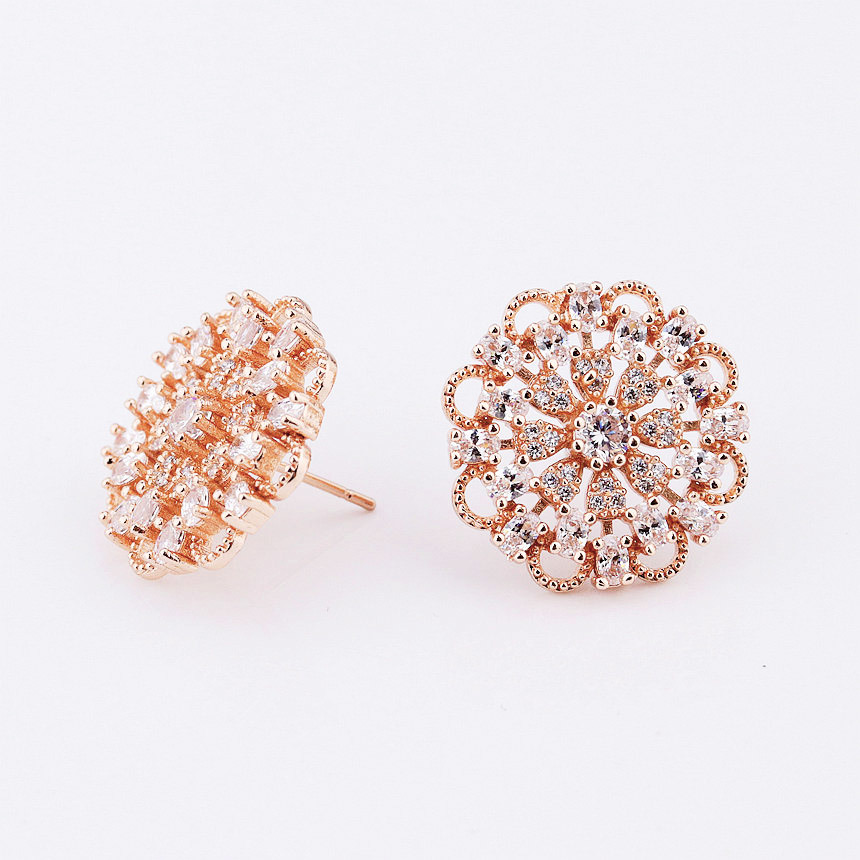 Flower Shape Stud Earring with Micro Pave Setting