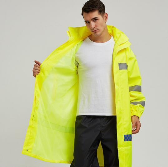 Hooded Relfective Nylon Oxford Police Raincoat