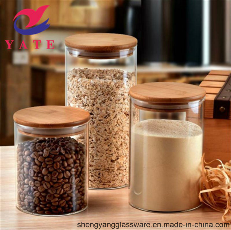 High Borosilicate Glass Food Storage Jar with Bamboo Lid