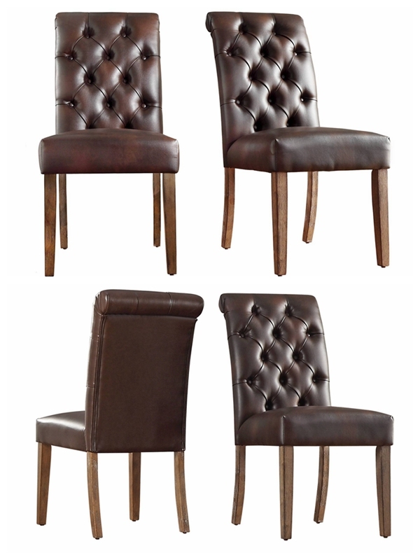 Brown Leather Tufted Dining Chairs Restaurant Chairs No Armrest (HD190)