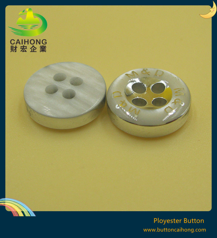 High Quality Men Shirt Polyester Button and Laser Logo Resin Button for Garment