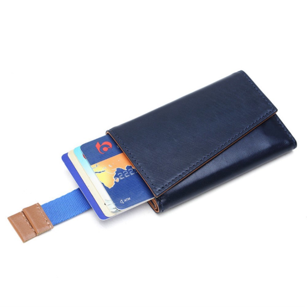 Magnetic Blue Money Holding PU Leather Mens Card Holder Wallet