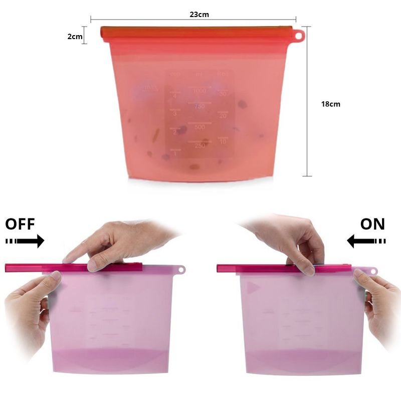 Silicone Food Storage Bags - Reusable and Sealable, Leakproof Foodsaver Bags for Heating, Freezing, Microwaving and as Snack Bags