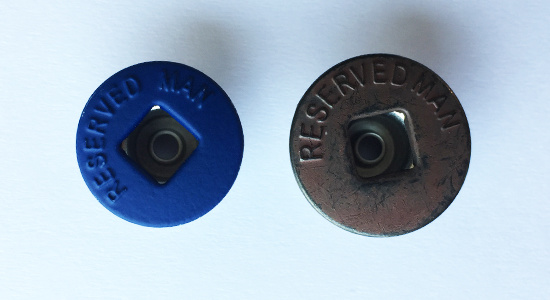 Customised Rubber Coated Square Middle Hole Shank Button for Clothes