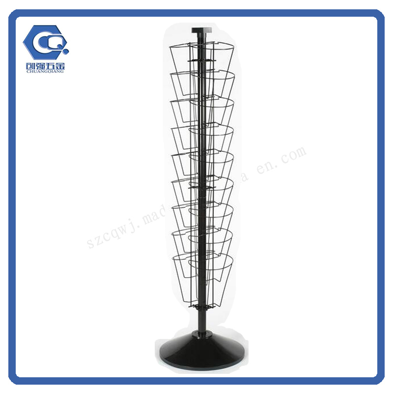 Floor Rotating Tiered Metal Wire Magazine Display Rack