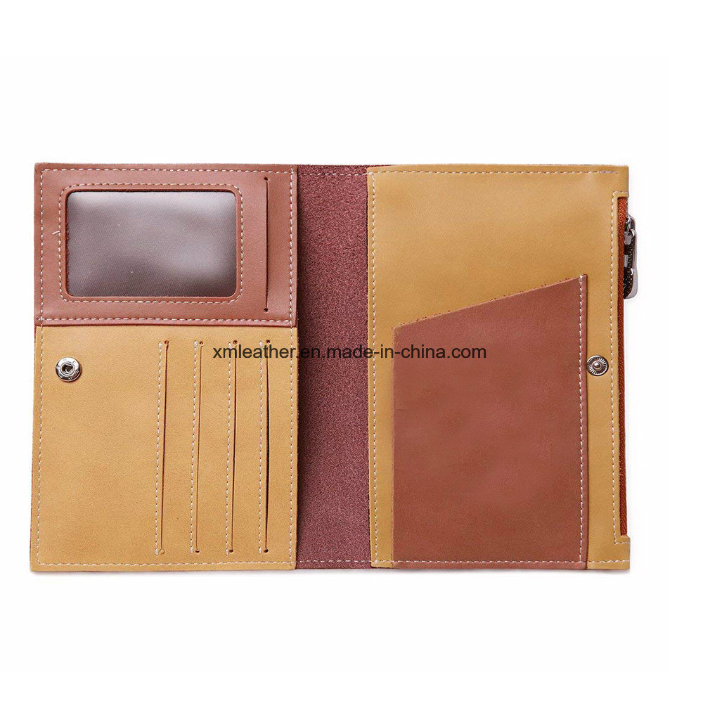 Custom Logo Luxury Leather Zipper Card Passport Holder