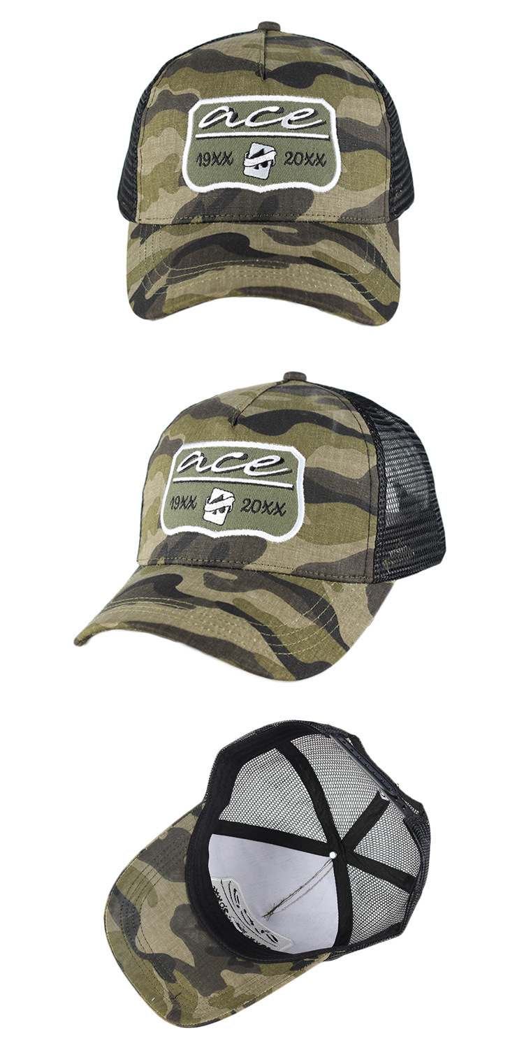 Digital Print Camo Embroidered Trucker Mesh Cap