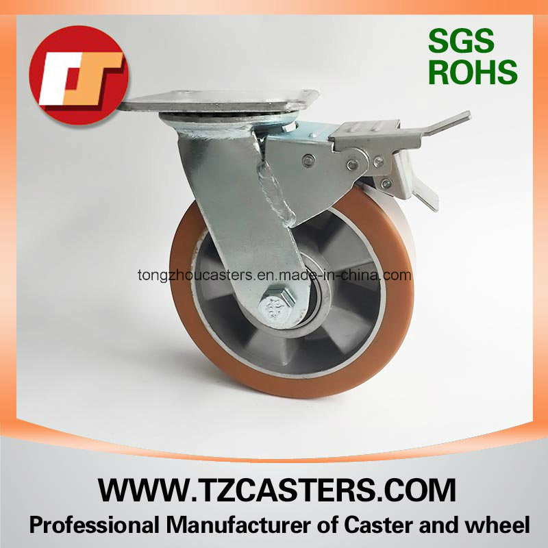 Swivel Caster with Brake PU Wheel with Aluminum Center